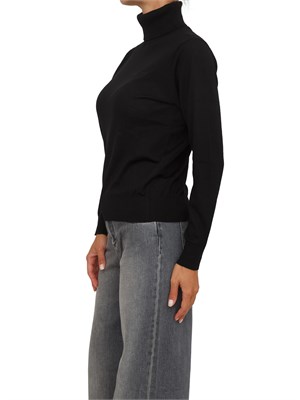 Maglia donna Armani Exchange in misto viscosa nera con collo alto e logo ricamato in DONNA