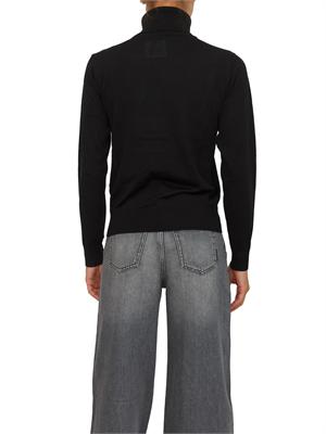 Maglia donna Armani Exchange in misto viscosa nera con collo alto e logo ricamato in DONNA