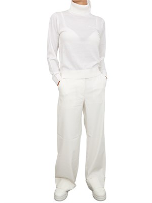 Maglia donna Armani Exchange in misto viscosa avorio con collo alto e logo ricamato in DONNA