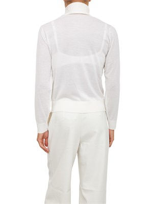 Maglia donna Armani Exchange in misto viscosa avorio con collo alto e logo ricamato in DONNA