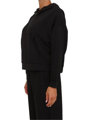 Felpa donna mezza zip Armani Exchange con cappuccio in viscosa stretch nera in DONNA