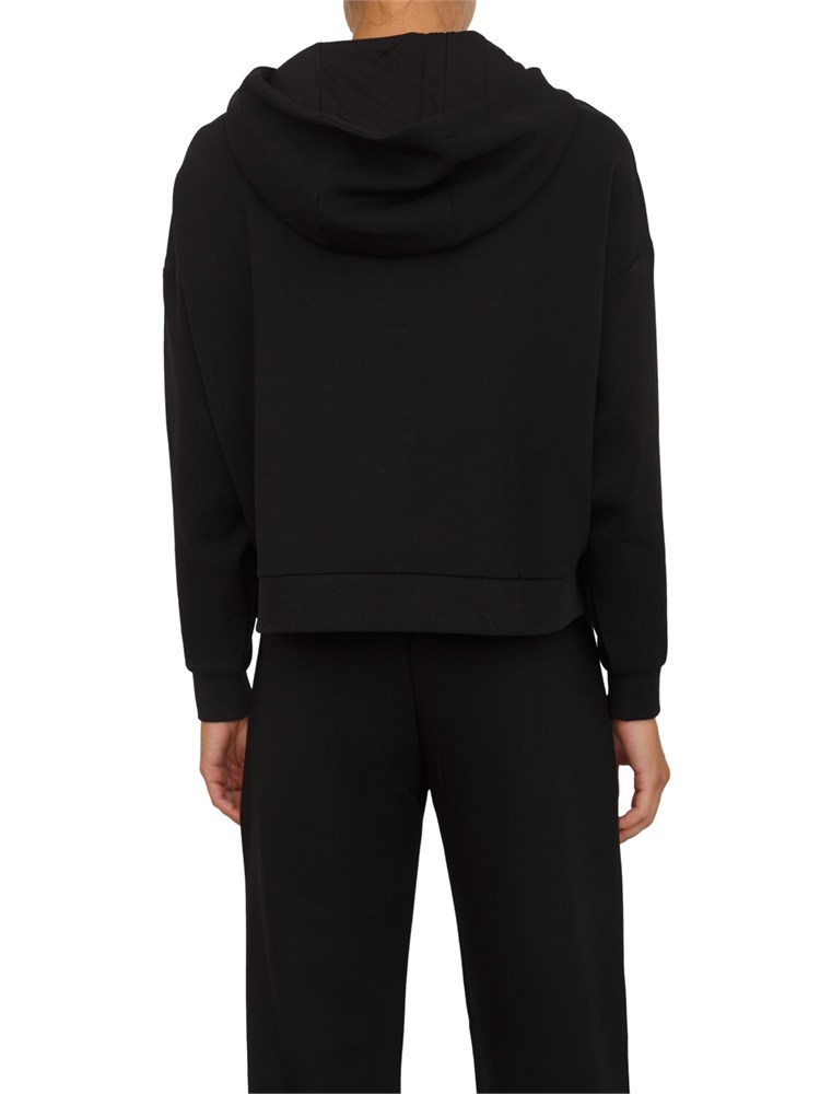 Felpa donna mezza zip Armani Exchange con cappuccio in viscosa stretch nera