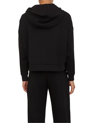 Felpa donna mezza zip Armani Exchange con cappuccio in viscosa stretch nera in DONNA