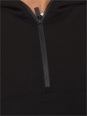Felpa donna mezza zip Armani Exchange con cappuccio in viscosa stretch nera in DONNA