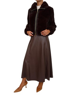 Ecopelliccia Fracomina marrone con zip e collo alto in DONNA