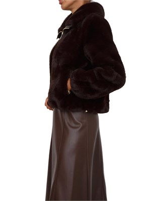 Ecopelliccia Fracomina marrone con zip e collo alto in DONNA