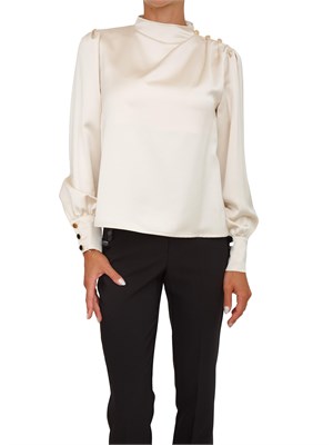 Blusa Fracomina in raso avorio e bottoni su spalla con maniche a sbuffo in DONNA