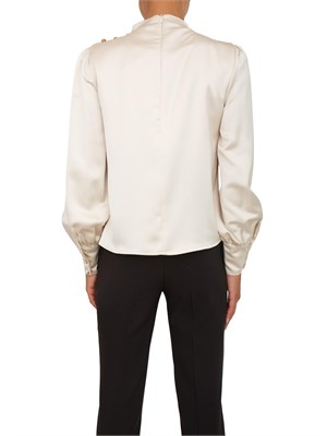 Blusa Fracomina in raso avorio e bottoni su spalla con maniche a sbuffo in DONNA