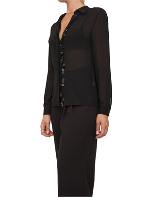 Camicia Fracomina in tessuto nero semitrasparente con paillettes applicate in DONNA