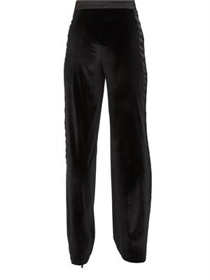 Pantaloni palazzo Fracomina in velluto nero con banda lucida in DONNA