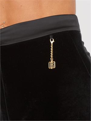 Pantaloni palazzo Fracomina in velluto nero con banda lucida in DONNA