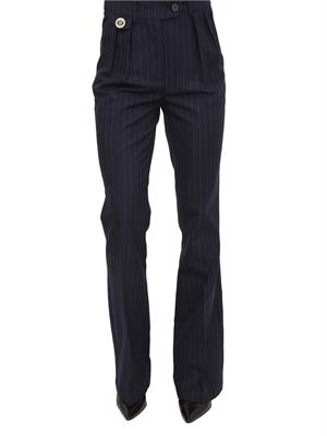 Pantaloni Fracomina in viscosa blu gessata in DONNA