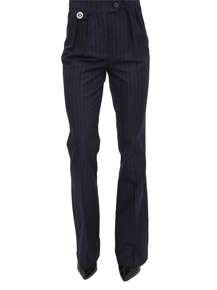 Pantaloni Fracomina in viscosa blu gessata