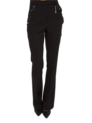 Pantalone bootcut Fracomina in jersey nero con paillettes sulle tasche in DONNA