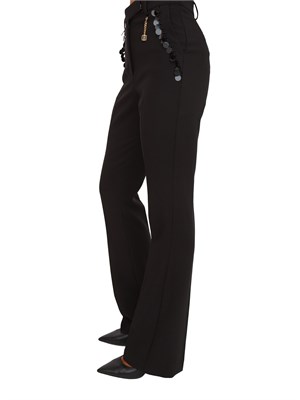 Pantalone bootcut Fracomina in jersey nero con paillettes sulle tasche in DONNA