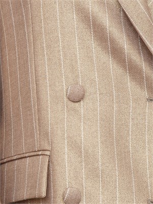 Giacca Fracomina doppiopetto in lana gessata lucida taupe in DONNA