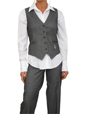 Gilet donna Fracomina in tessuto a spina di pesce grigio in DONNA