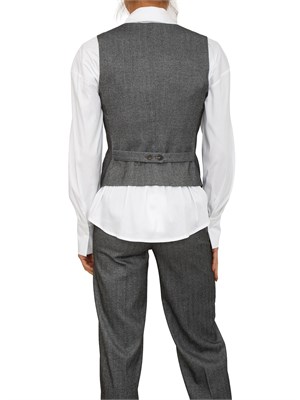 Gilet donna Fracomina in tessuto a spina di pesce grigio in DONNA