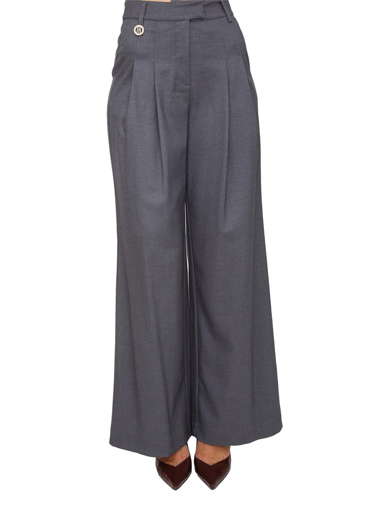 Pantaloni palazzo Fracomina in misto lana grigio