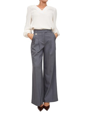 Pantaloni palazzo Fracomina in misto lana grigio in DONNA