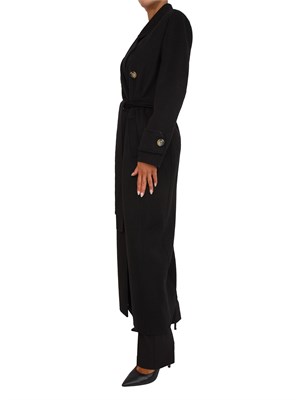 Cappotto lungo Fracomina in lana nera con collo rever in DONNA