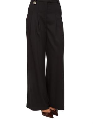Pantaloni palazzo Fracomina in misto lana nero in DONNA