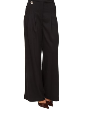 Pantaloni palazzo Fracomina in misto lana nero in DONNA