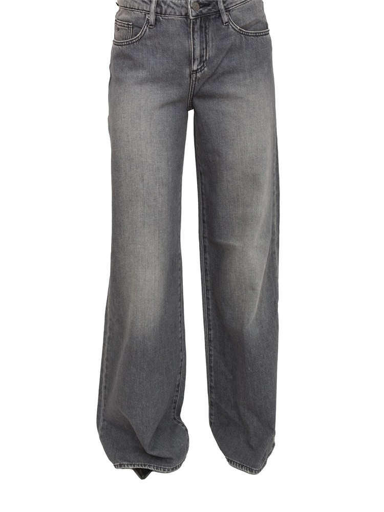 Jeans donna Armani Exchange modello loose in denim grigio con effetto délavé