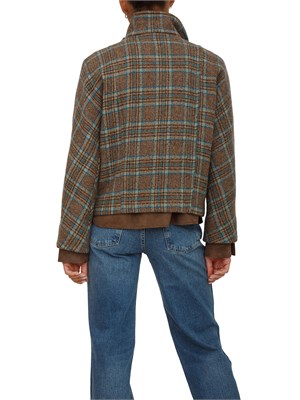 Giacca giubbino iBlues in doppio feltro verde con motivo check in DONNA