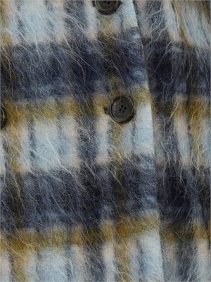 Cappotto doppiopetto corto iBlues in lana blu con motivo check in DONNA