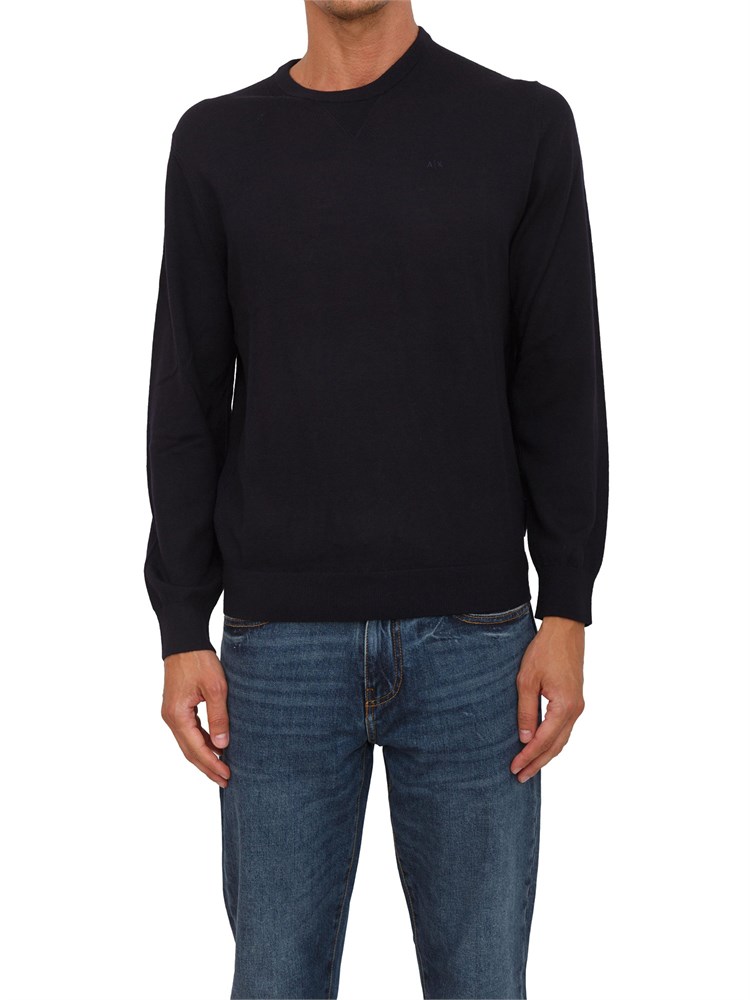 Maglione girocollo blu Armani Exchange in lana vergine