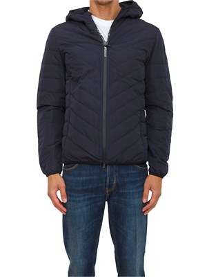 EA7 EMPORIO ARMANI Piumino blu EA7 packable con cappuccio Premium Shield in UOMO