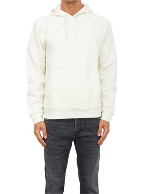 EA7 EMPORIO ARMANI Felpa con cappuccio avorio EA7 Visibility in misto cotone in UOMO
