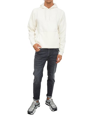 EA7 EMPORIO ARMANI Felpa con cappuccio avorio EA7 Visibility in misto cotone in UOMO