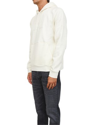 EA7 EMPORIO ARMANI Felpa con cappuccio avorio EA7 Visibility in misto cotone in UOMO