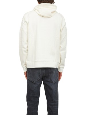 EA7 EMPORIO ARMANI Felpa con cappuccio avorio EA7 Visibility in misto cotone in UOMO