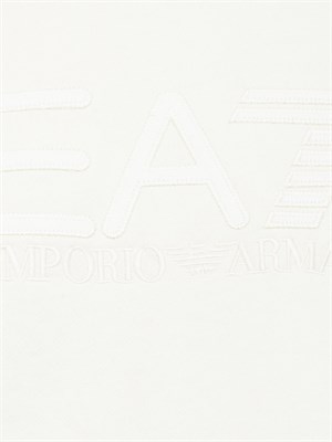 EA7 EMPORIO ARMANI Felpa con cappuccio avorio EA7 Visibility in misto cotone in UOMO