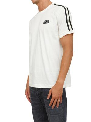 EA7 EMPORIO ARMANI T-shirt avorio EA7 Logo Series in jersey di cotone in UOMO
