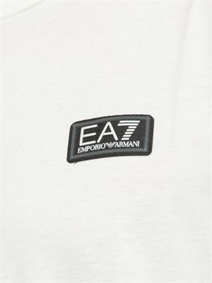 EA7 EMPORIO ARMANI T-shirt avorio EA7 Logo Series in jersey di cotone in UOMO