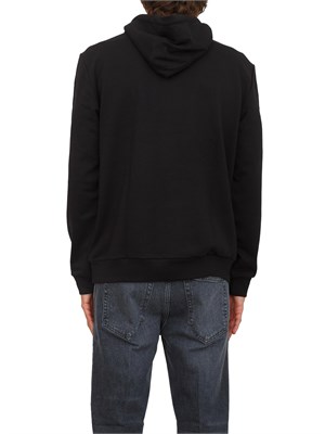 EA7 EMPORIO ARMANI Felpa con cappuccio nero EA7 Logo Series in cotone stretch con maxi logo in UOMO