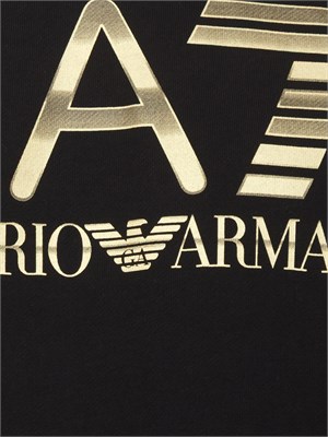EA7 EMPORIO ARMANI Felpa con cappuccio nero EA7 Logo Series in cotone stretch con maxi logo in UOMO