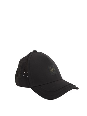EA7 EMPORIO ARMANI Cappello baseball EA7 nero con logo oro in UOMO