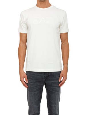 EA7 EMPORIO ARMANI T-shirt a maniche corte avorio EA7 Visibility in jersey stretch di cotone in UOMO