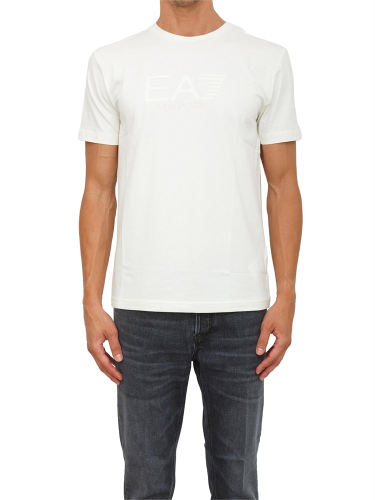 EA7 EMPORIO ARMANI T-shirt a maniche corte avorio EA7 Visibility in jersey stretch di cotone