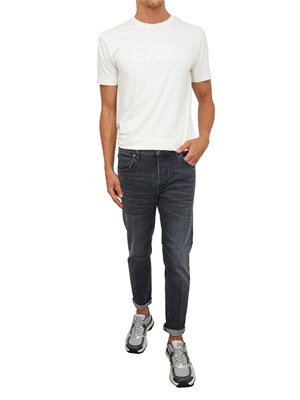 EA7 EMPORIO ARMANI T-shirt a maniche corte avorio EA7 Visibility in jersey stretch di cotone in UOMO