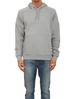 EA7 EMPORIO ARMANI Felpa con cappuccio grigio EA7 Visibility in misto cotone in UOMO