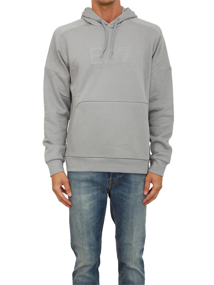 EA7 EMPORIO ARMANI Felpa con cappuccio grigio EA7 Visibility in misto cotone
