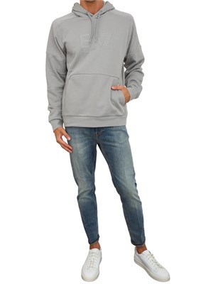 EA7 EMPORIO ARMANI Felpa con cappuccio grigio EA7 Visibility in misto cotone in UOMO