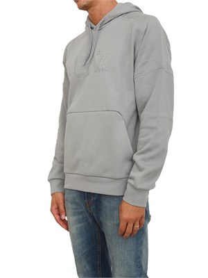 EA7 EMPORIO ARMANI Felpa con cappuccio grigio EA7 Visibility in misto cotone in UOMO