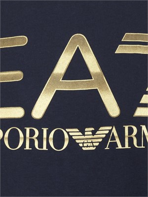 EA7 EMPORIO ARMANI T-shirt blu EA7 Logo Series in cotone con maxi logo in UOMO